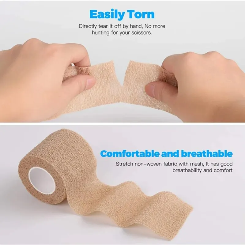 3pcs Disposable Self Adhesive Elastic Bandage 5cm*4.5m for Handle Tube Tightening Tattoo Accessories Gauze Tape First Aid Tool - Image 5