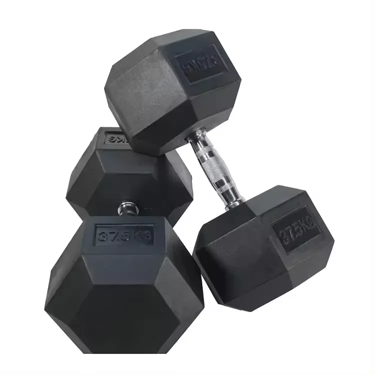 Cheap Wholesale 100lbs Hex Rubber Gym Dumbbells Lbs Fitness Weights Cast Iron Rubber Coated Hex Dumbbells Set With Rack - Image 3