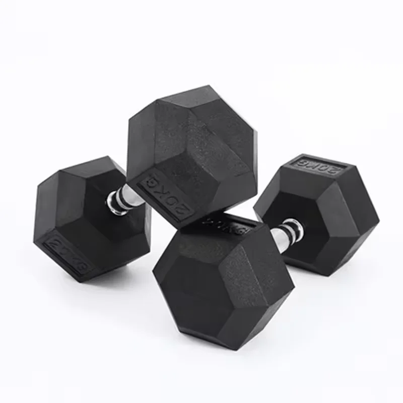 Cheap Wholesale 100lbs Hex Rubber Gym Dumbbells Lbs Fitness Weights Cast Iron Rubber Coated Hex Dumbbells Set With Rack - Image 9