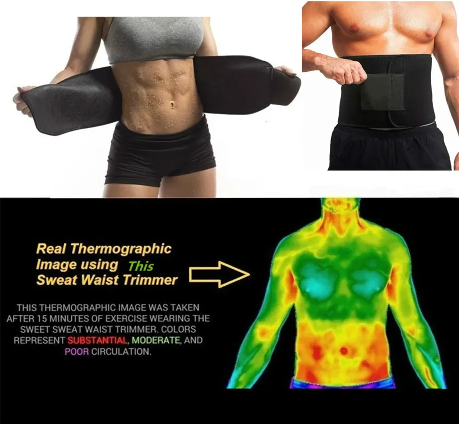 Premium Waist Trainer & Trimmer Sweat Belt For Men & Women Fitness Shapewear Wrap Tummy Stomach Weight Loss Fat Burner Slimming - Image 7