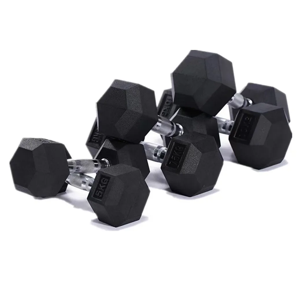 Cheap Wholesale 100lbs Hex Rubber Gym Dumbbells Lbs Fitness Weights Cast Iron Rubber Coated Hex Dumbbells Set With Rack - Image 4