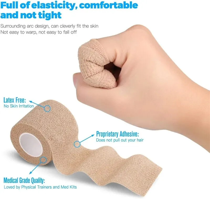 3pcs Disposable Self Adhesive Elastic Bandage 5cm*4.5m for Handle Tube Tightening Tattoo Accessories Gauze Tape First Aid Tool - Image 9