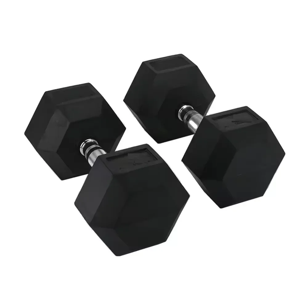 Cheap Wholesale 100lbs Hex Rubber Gym Dumbbells Lbs Fitness Weights Cast Iron Rubber Coated Hex Dumbbells Set With Rack - Image 2