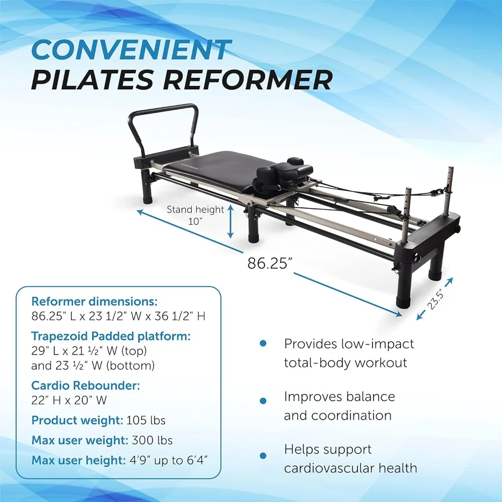 Premier Reformer - Pilates Reformer Workout Machine for Home Gym - Cardio Fitness Rebounder - Up to 300 lbs Weight Capacity - Image 3