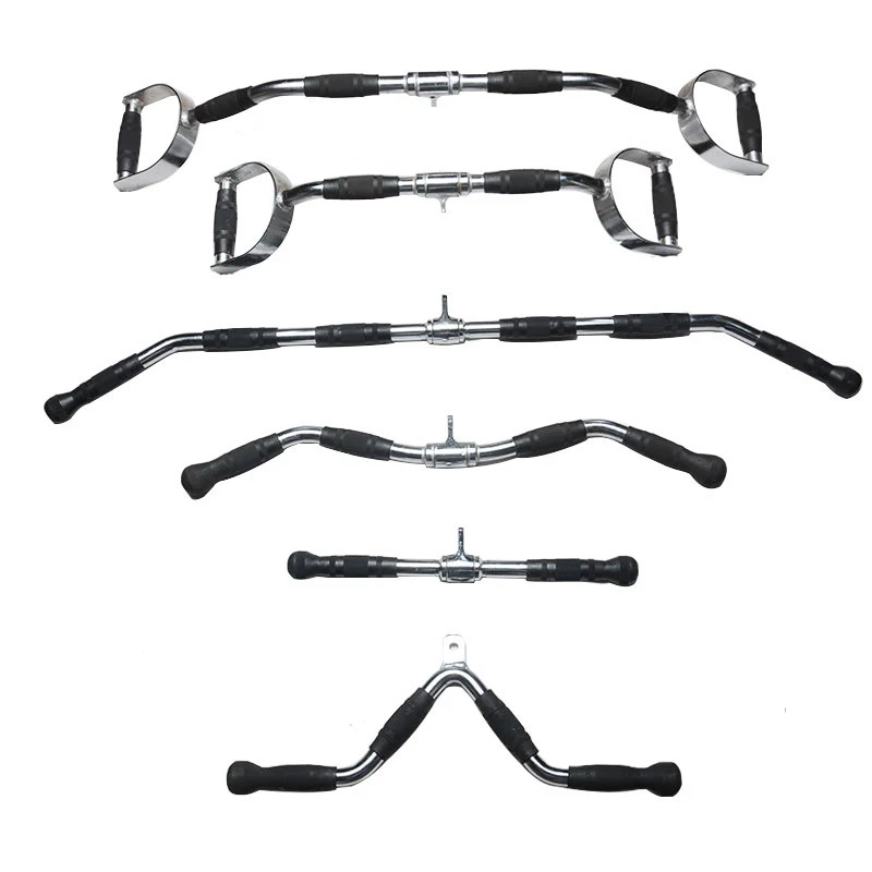 Fitness Lat Pull Down Bar Gym Handle Grip Gantry Frame Pully Cable Machine Attachment Triceps Muscle Workout Solid Rowing T-Bar