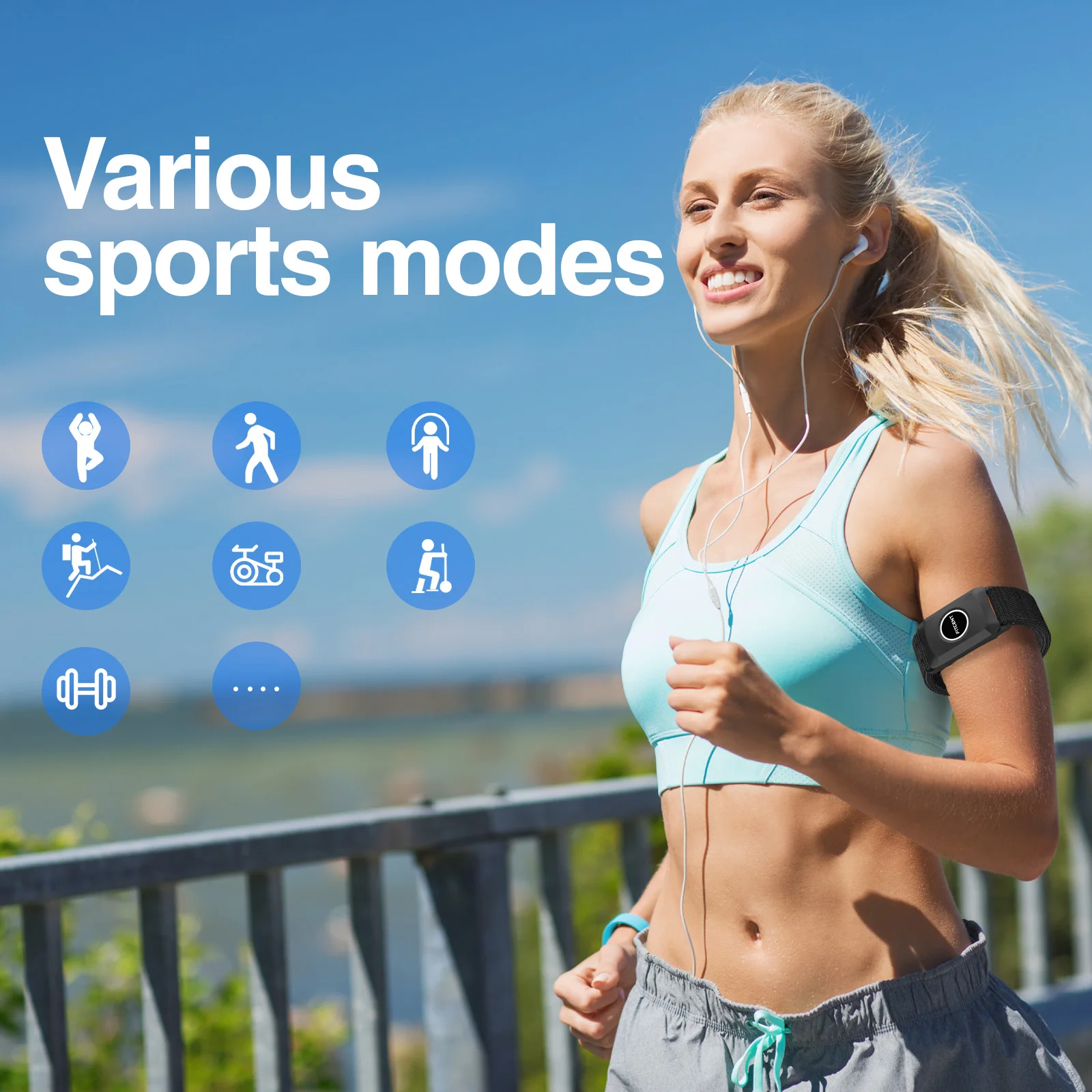 Bluetooth 5.0 ANT+ Heart Rate Monitor Armband with HR Zones/Calories Burned Optical HRM Sensor for Fitness Cycling Running - Image 5