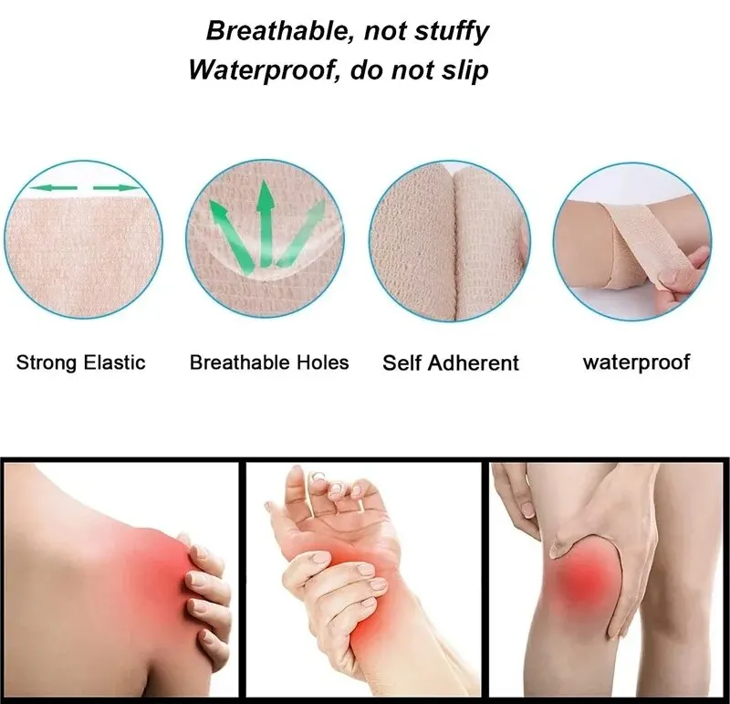 3pcs Disposable Self Adhesive Elastic Bandage 5cm*4.5m for Handle Tube Tightening Tattoo Accessories Gauze Tape First Aid Tool - Image 13